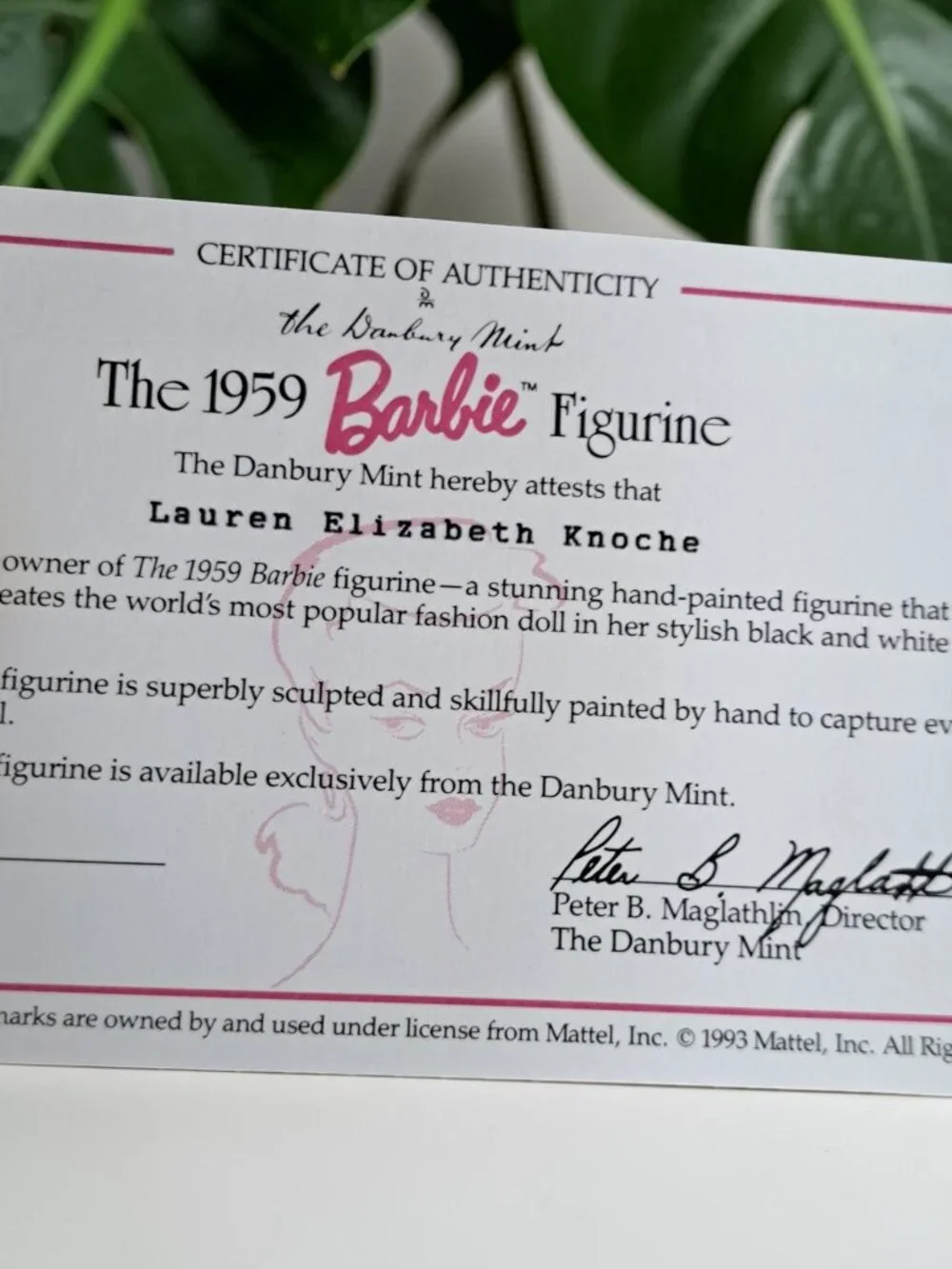 1993 BARBIE The Danbury Mint Classic Figurine Collection 1965 
